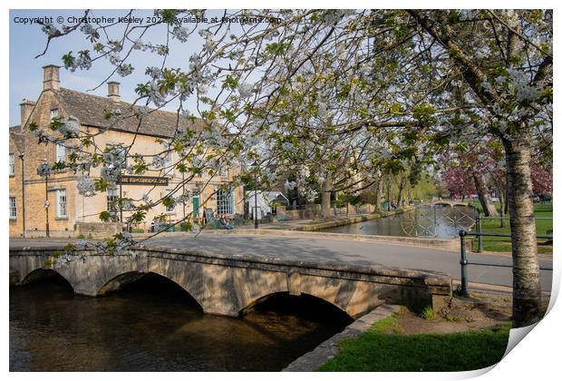 Spring in Bourton-on-the-Water Print by Christopher Keeley