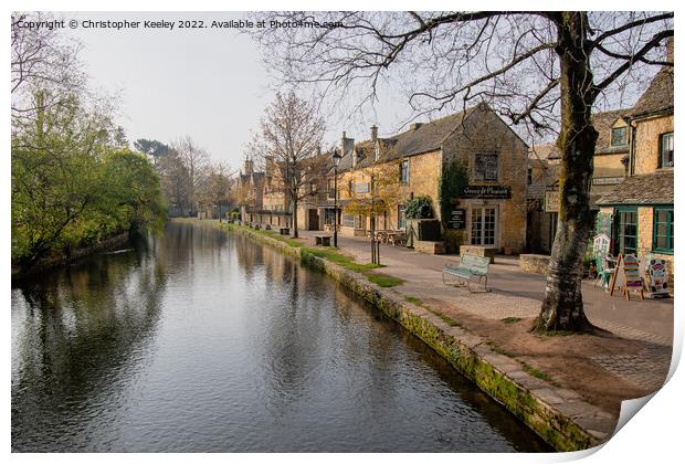 Early morning in Bourton-on-the-Water Print by Christopher Keeley