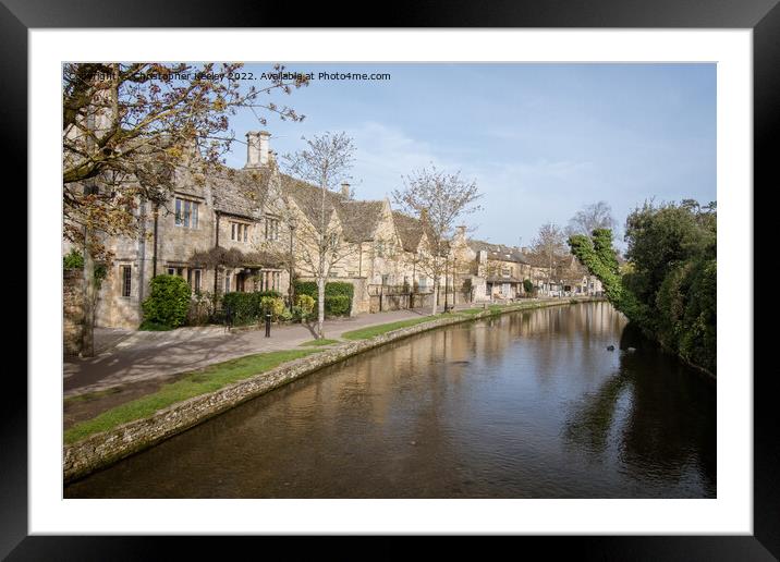 Row of cottages in Bourton-on-the-Water Framed Mounted Print by Christopher Keeley