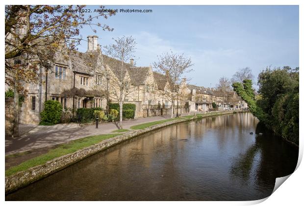 Row of cottages in Bourton-on-the-Water Print by Christopher Keeley