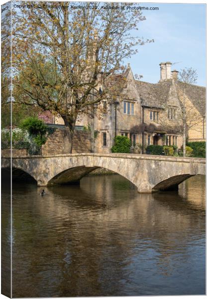 Bridge and cottages in Bourton-on-the-Water Canvas Print by Christopher Keeley