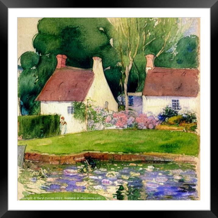 Serene Village Retreat Framed Mounted Print by Beryl Curran