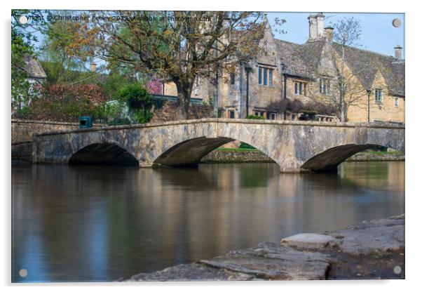 Stone bridge in Cotswolds Bourton-on-the-Water Acrylic by Christopher Keeley