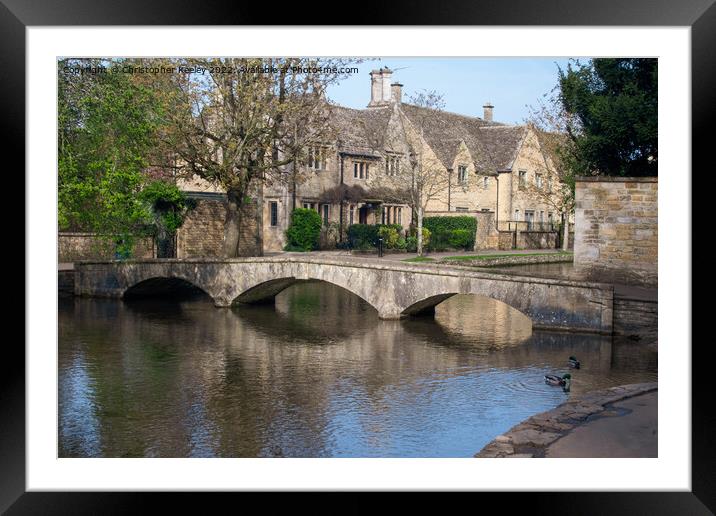 Bourton-on-the-Water bridge Framed Mounted Print by Christopher Keeley
