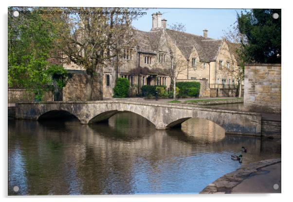 Bourton-on-the-Water bridge Acrylic by Christopher Keeley