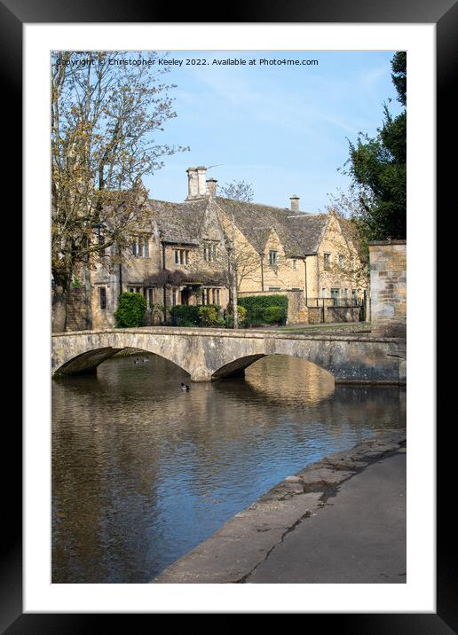 Bourton-on-the Water arched bridge, Cotswolds Framed Mounted Print by Christopher Keeley