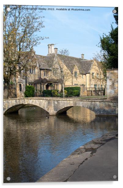 Bourton-on-the Water arched bridge, Cotswolds Acrylic by Christopher Keeley