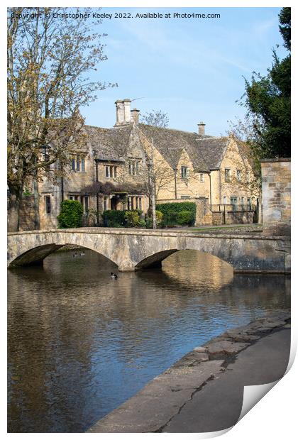 Bourton-on-the Water arched bridge, Cotswolds Print by Christopher Keeley