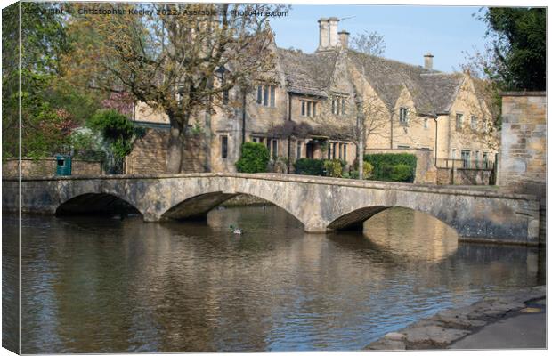Stone bridge in Bourton-on-the-Water, Cotswolds Canvas Print by Christopher Keeley
