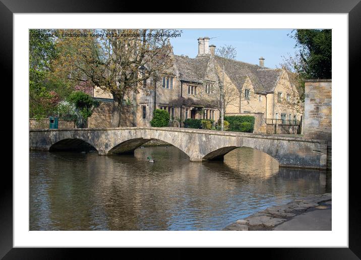 Stone bridge in Bourton-on-the-Water, Cotswolds Framed Mounted Print by Christopher Keeley