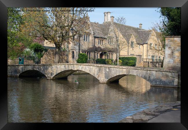 Stone bridge in Bourton-on-the-Water, Cotswolds Framed Print by Christopher Keeley