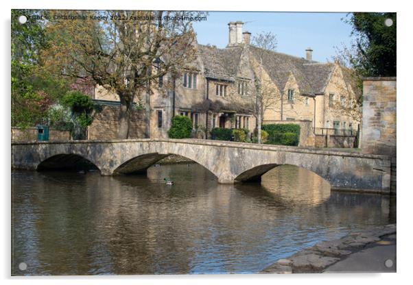 Stone bridge in Bourton-on-the-Water, Cotswolds Acrylic by Christopher Keeley