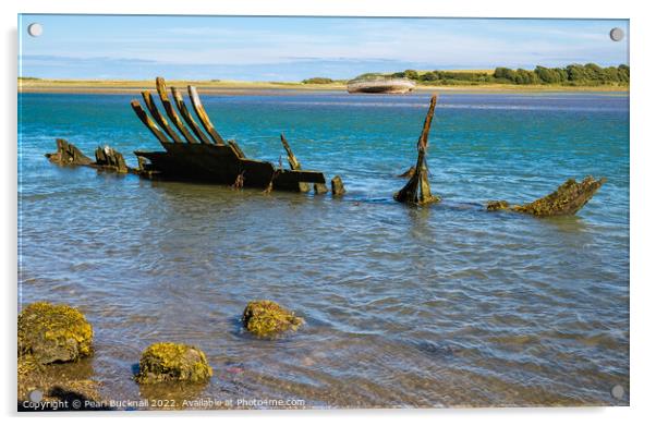 Traeth Dulas Shipwrecks Anglesey Acrylic by Pearl Bucknall