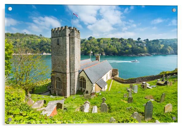 St Petrox Church and the River Dart, Dartmouth Acrylic by Justin Foulkes