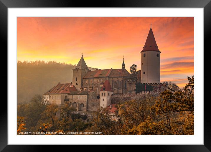 Krivoklat castle at sunset. Autumn evening. Czech Republic. Framed Mounted Print by Sergey Fedoskin