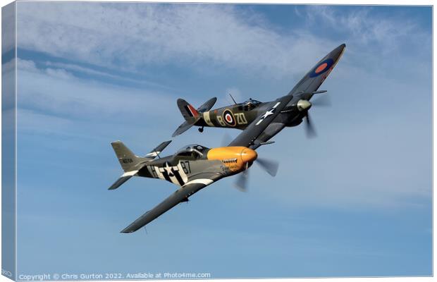 Mustang and Spitfire Canvas Print by Chris Gurton