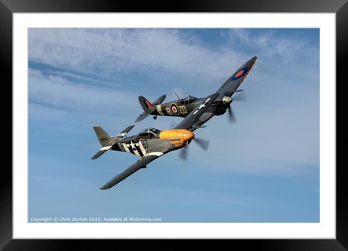 Mustang and Spitfire Framed Mounted Print by Chris Gurton