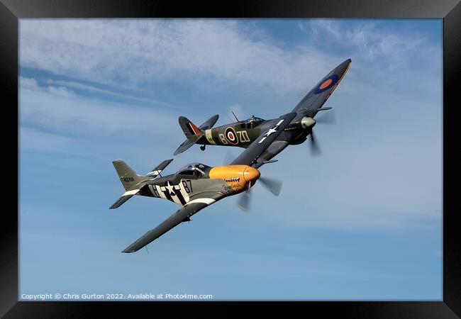 Mustang and Spitfire Framed Print by Chris Gurton