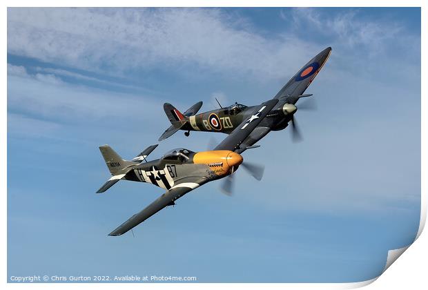 Mustang and Spitfire Print by Chris Gurton