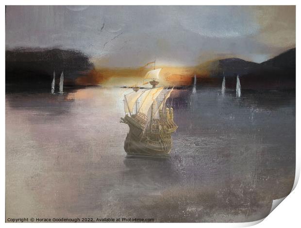 Sailing into the sunset Print by Horace Goodenough
