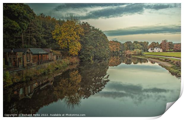Autumn colours in Roberts Park - Saltaire Print by Richard Perks