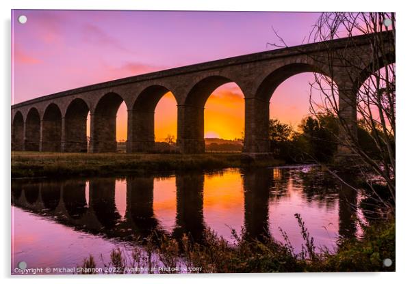 Arthington Viaduct (Wharfedale Viaduct) Sunrise Acrylic by Michael Shannon