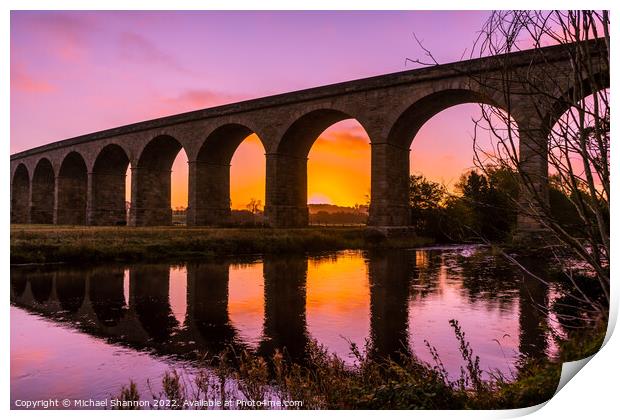 Arthington Viaduct (Wharfedale Viaduct) Sunrise Print by Michael Shannon