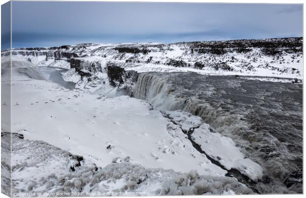 Dettifoss waterfall in Iceland. Winter time. Canvas Print by Paulo Rocha