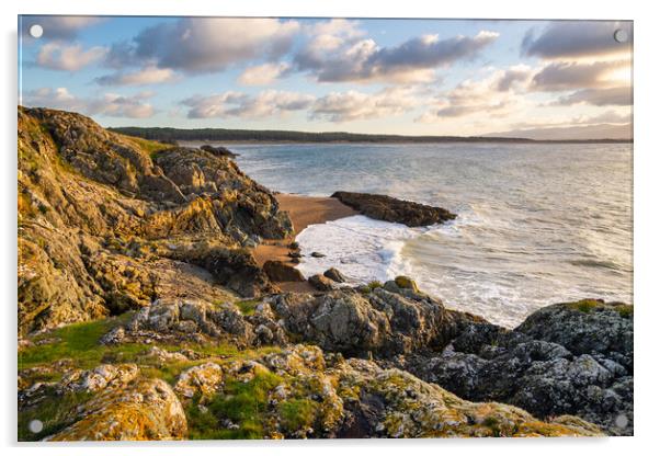 Dawn on Ynys Llandwyn, Newborough beach, Anglesey Acrylic by Andrew Kearton