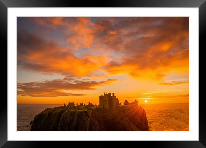 Golden Sunrise over Dunnottar Castle Framed Mounted Print by DAVID FRANCIS