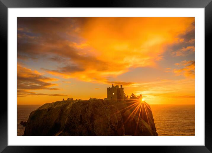 Golden Sunrise Over Dunnottar Castle Framed Mounted Print by DAVID FRANCIS