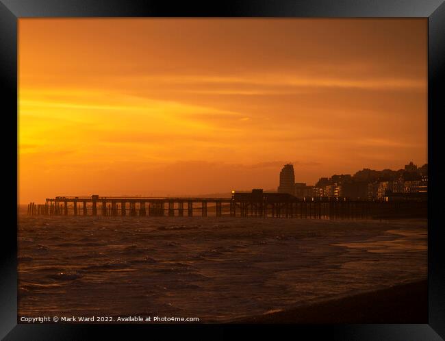 October Coastal Sunset. Framed Print by Mark Ward