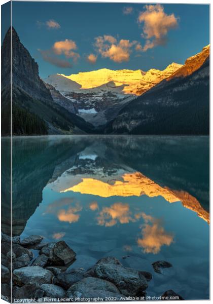 Calm morning at Lake Louise Canvas Print by Pierre Leclerc Photography