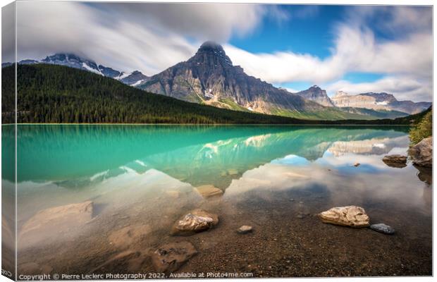 Mountain landscape and reflection Canvas Print by Pierre Leclerc Photography