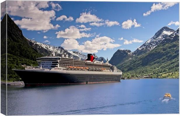 Queen Mary 2 Cruise Ship in Olden, Norway Canvas Print by Martyn Arnold