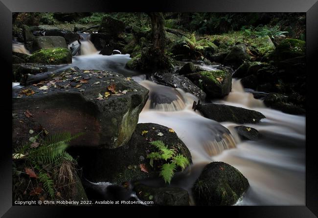 Padley Gorge waterfall Framed Print by Chris Mobberley