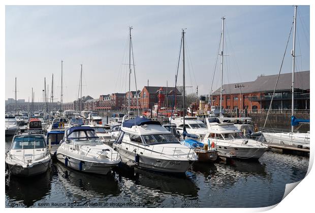 Swansea Marina Wales Print by Kevin Round