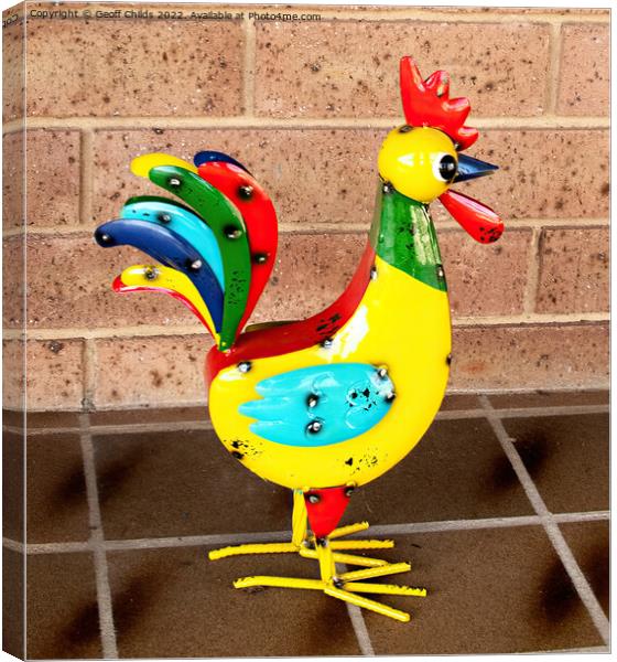 Children's Nursery wall art - Colourful Rooster artwork. Canvas Print by Geoff Childs