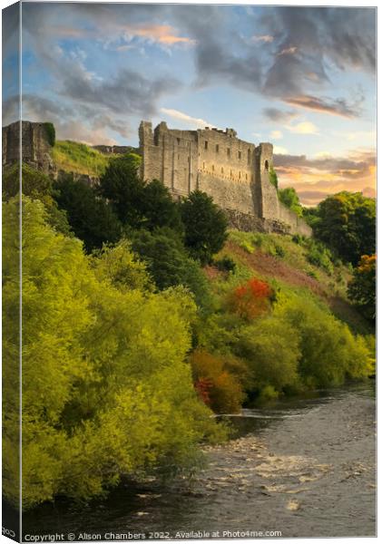 Richmond Castle Yorkshire in Autumn Canvas Print by Alison Chambers