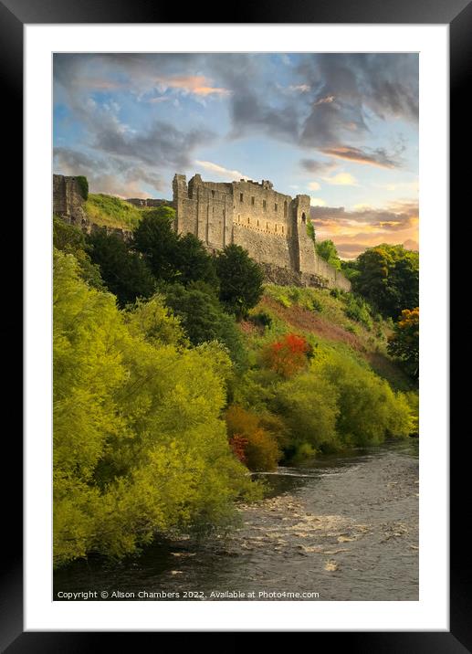 Richmond Castle Yorkshire in Autumn Framed Mounted Print by Alison Chambers