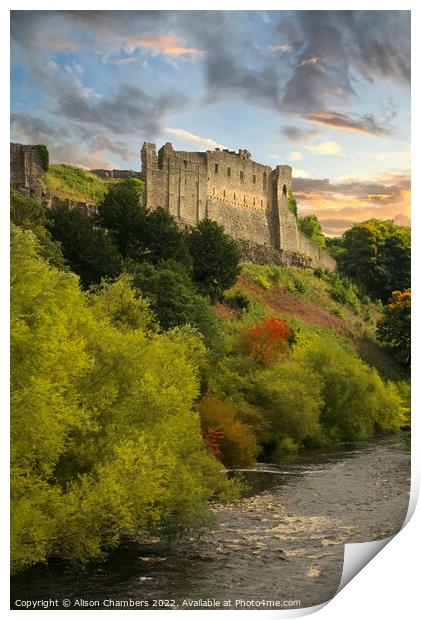 Richmond Castle Yorkshire in Autumn Print by Alison Chambers