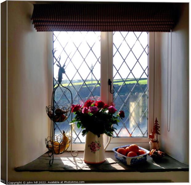 Through the cottage window. Canvas Print by john hill