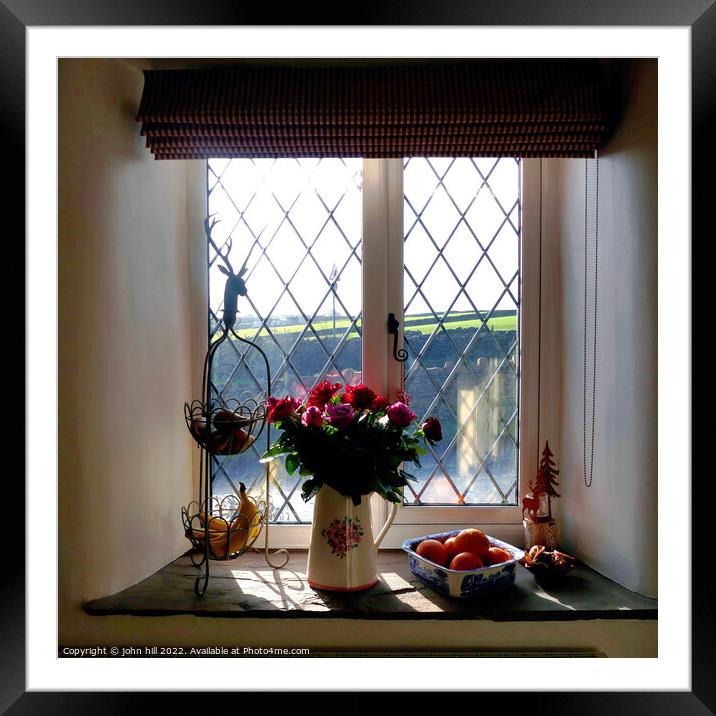 Through the cottage window. Framed Mounted Print by john hill