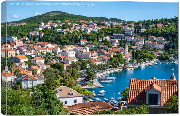 Looking down on Cavtat harbour in Croatia Canvas Print by Angus McComiskey