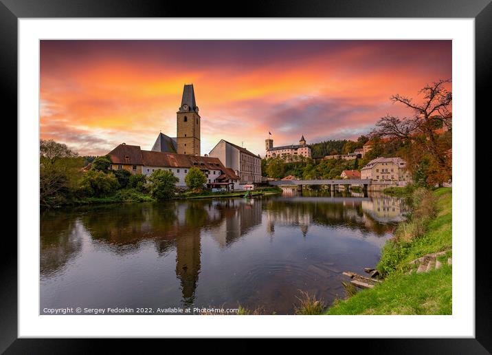 Small town and medieval castle Rozmberk nad Vltavou, Czech Republic. Framed Mounted Print by Sergey Fedoskin