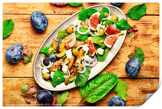 Vitamin autumn salad with fruit and herbs Print by Mykola Lunov Mykola