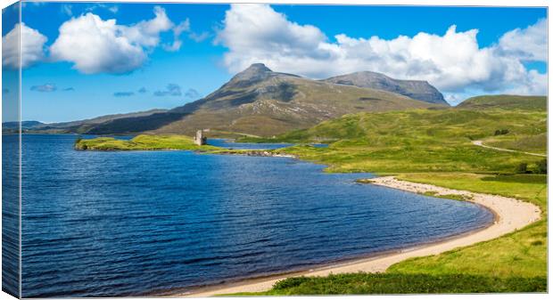 Ardvreck Castle Ruins and Loch Assynt Canvas Print by John Frid