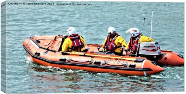 Heroic Rescue in Orange D Class Lifeboat Canvas Print by Mark Chesters