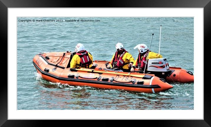 Heroic Rescue in Orange D Class Lifeboat Framed Mounted Print by Mark Chesters