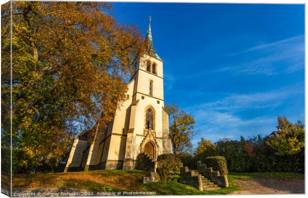 Gothic church in the town of Krivoklat. Czechia Canvas Print by Sergey Fedoskin